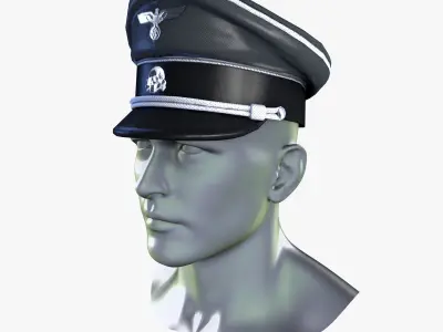 WWII SS German Officer Cap Low Poly Low-poly 3D model