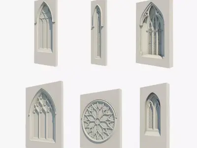 06 Medieval Gothic Windows 3D Model Pack