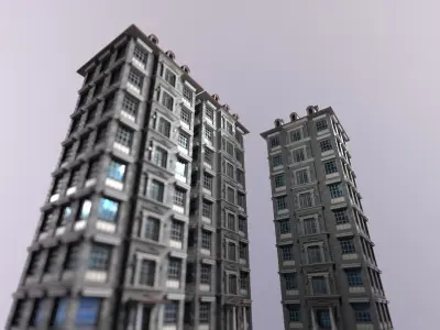 Apartment Building 3D model Low-poly 3D model
