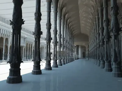 Durbar king court darbar fort interior 3d model 3D model