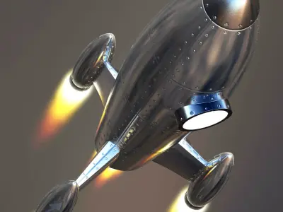 Retro Toy Rocket Low-poly 3D model