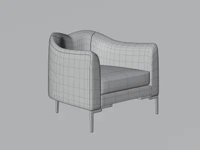 Armchair person lounge chair Low-poly 3D model
