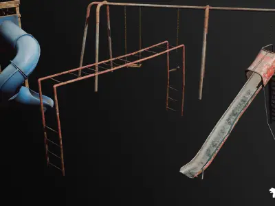 Post Apocalyptic Playground Equipment VOL 2 Low-poly 3D model