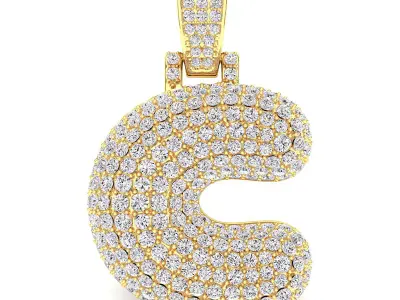 Bubble C Initial Pendant 3D print model
