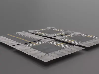 City Roads Type 1 Low-poly 3D model