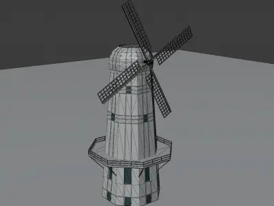 windmill Low-poly 3D model 3
