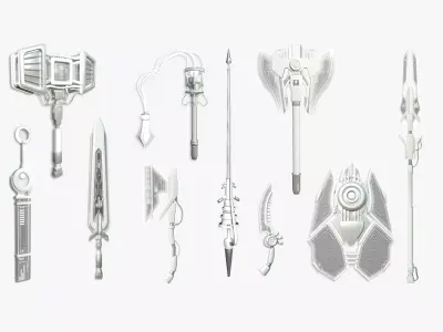 10 SciFi Weaponry F Collection - Sci Fi Weapon Design 3D Model Pack