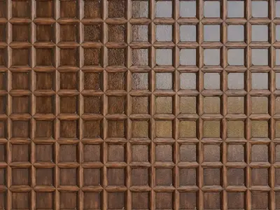 Classic Coffin-Panel Dark Oak Wood Tiles PBR Seamless Texture