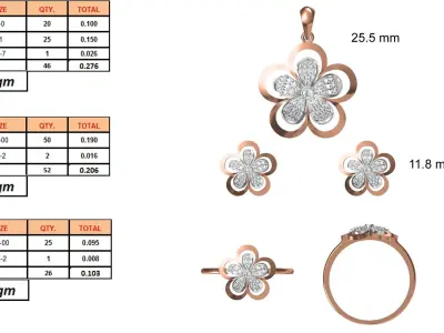 Light wt Ring Earrings Pendant set stl jcd 1-render details 3D print model 49