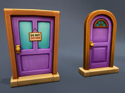 Stylized Doors 2 Low-poly 3D model