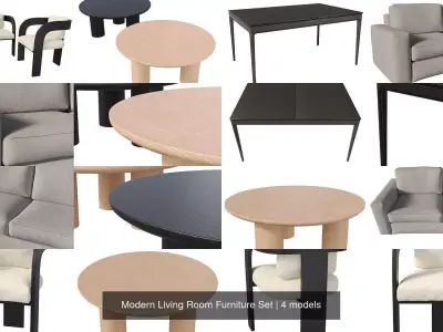 Modern Living Room Furniture Set 3D Model Pack purchase