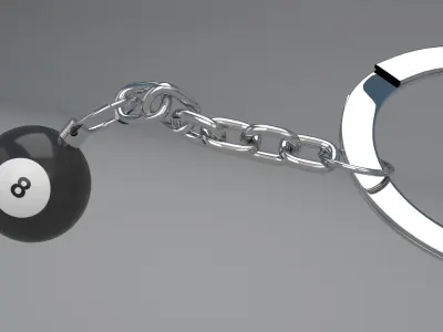 8 Snooker Ball with Keychain 3D model