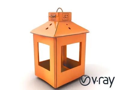 Vintage Cardboard Box Lantern model pack Low-poly 3D model