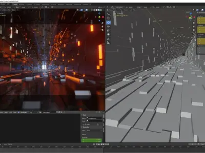 Flythrogh sci fi Cubic Corridor 3D model