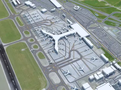 Euro Airport Basel 7km Low-poly 3D model