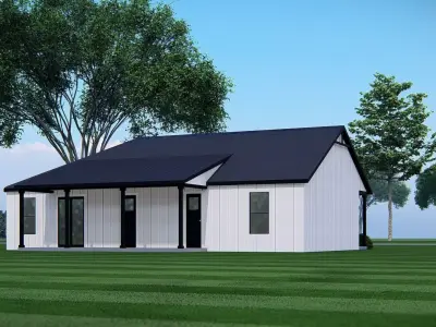 Modern Farmhouse Exterior House with Garage 3D Architectural 3D model