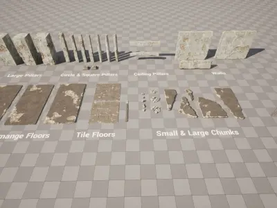 Concrete Damaged Vol 1 Low-poly 3D model