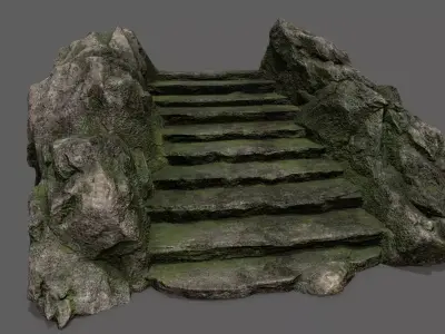 Stairs stone staircase Low-poly 3D model order