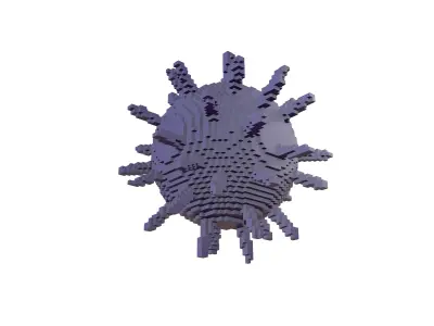 Voxel Virus v2 007 Low-poly 3D model