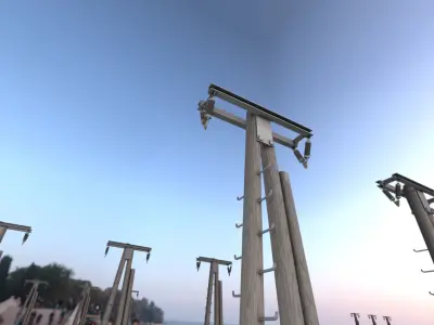 Wooden Electricity Pole with Ladder - Object 048 Low-poly 3D model