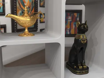  Modern Bookshelf with Decorative Souvenirs 