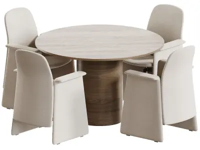 Downtown Chair and Tulip Dining Table 3D model