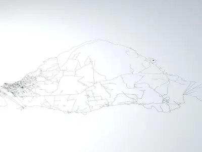 Easter Island Road Network and Buildings 3D model