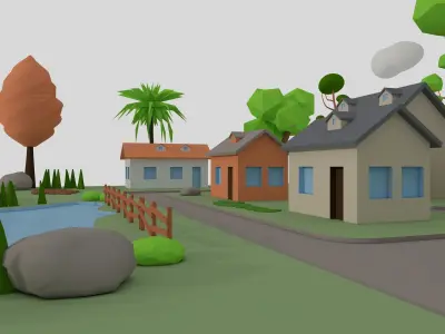  Cartoon Town 3D model