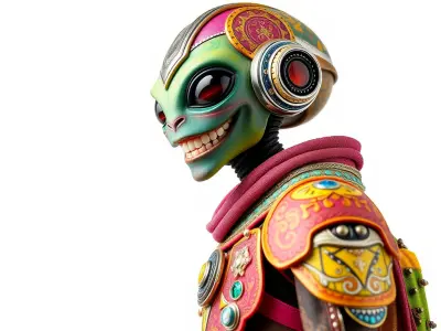 Alien Character Model Pack with Colorful Armor Low-poly 3D model