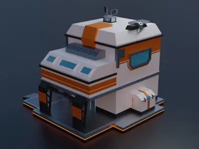 Sci-fi Building  Low-poly 3D model