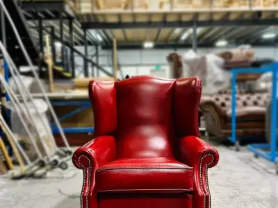 Classic Red Leather Wingback High Architectural Visualization 3D model