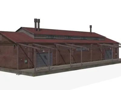 brick warehouse Low-poly 3D model