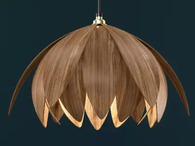 Flower-shaped wooden hanging lamp 3D model