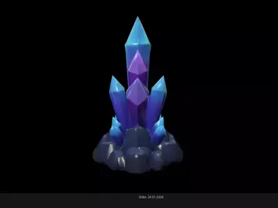 Low Poly Stylized Magic Crystal Cluster - Fantasy Ore Low-poly 3D model