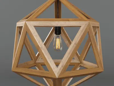 Restoration Hardware   Wood Polyhedron Pendant Smal Low-poly 3D model
