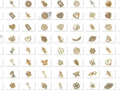 500 Light Weight Diamond Charm Pendant Necklace 3dm model Pack 3D print model