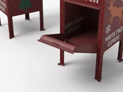 Santa Letter Drop Box North Pole Red 3D model
