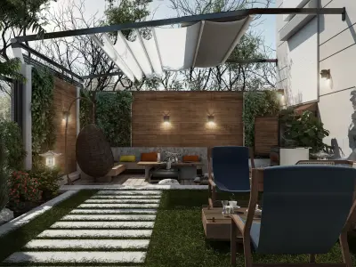 Villa garden landscape - 3D model 3D model