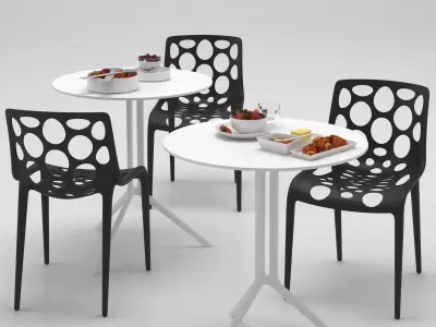Outdoor Set 1 three chairs on table 3D model