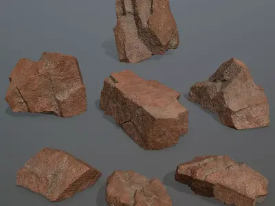 Rock Set 2 piece of Low-poly 3D model