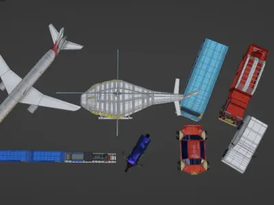 ALL TRAFIC COLLECTION game ready free Low-poly 3D model