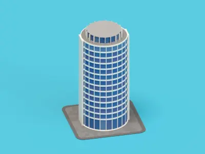Cartoon Building Low-poly 3D model get