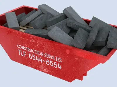 Industrial Container with concrete blocks 3D model