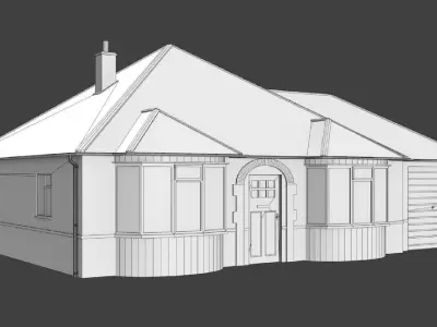 Bungalow  British English UK house low poly Low-poly 3D model