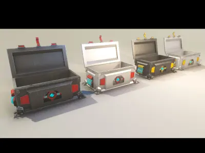 Sci-Fi animated chest Low-poly 3D model
