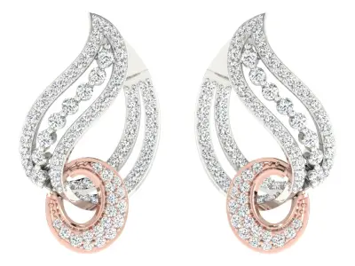 Light Weight Rose Gold Diamond Earring  -EAR-021 3D print model