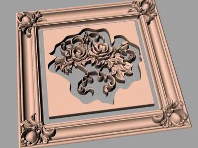 Door design 3D relief model STL format file for CNC carving E654 3D model