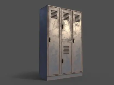 PBR School Gym Locker 05 - Grey Low-poly 3D model