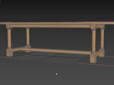 Breakfast table in light oak 3D model