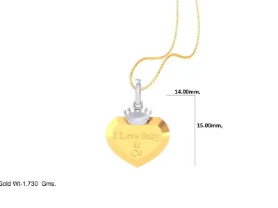 Kids Pendants With Heart And Crown  3dm STL OBJ FBX Renders  3D print model